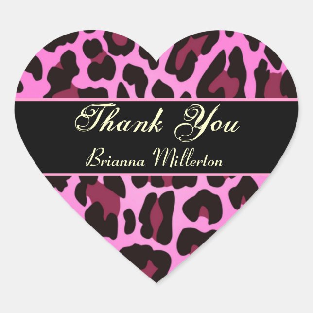 Pink and Black Leopard Party Sticker (Front)