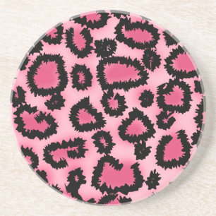 Pink and Black Leopard Print Pattern. Coaster
