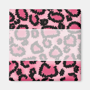 Pink and Black Leopard Print Pattern. Magnet