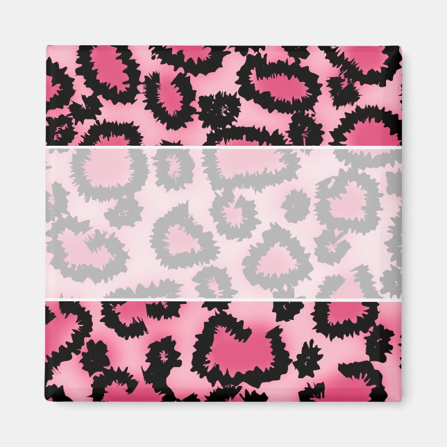 Pink and Black Leopard Print Pattern. Magnet (Front)