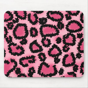 Pink and Black Leopard Print Pattern. Mouse Pad