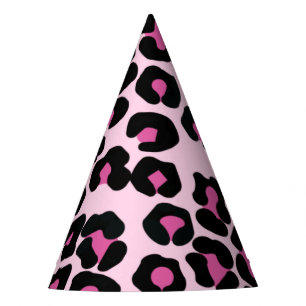Pink and Black Leopard Print Pattern  Party Hat