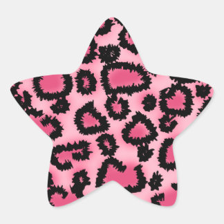 Pink and Black Leopard Print Pattern. Star Sticker