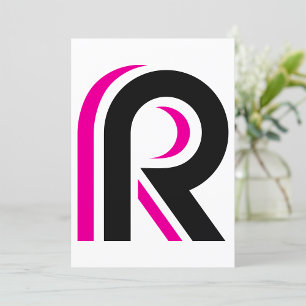 Pink And Black Letter R Invitation