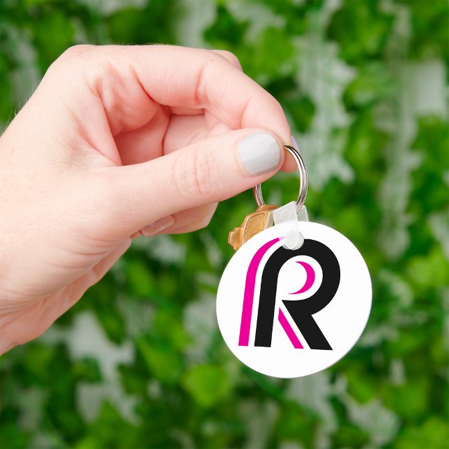Pink And Black Letter R Key Ring (Creator Uploaded)