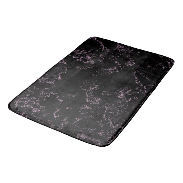 Pink and Black Marble abstract Bath Mat (Angled)