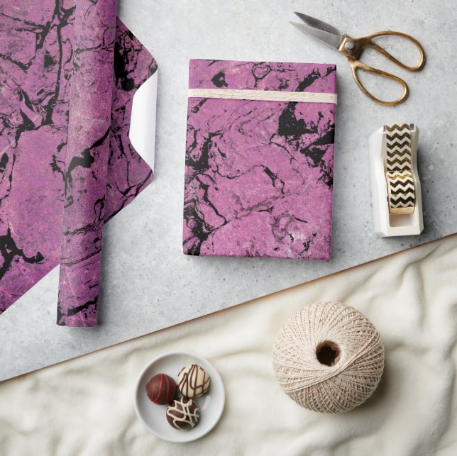 pink and black marble abstract design wrapping paper (Crafts)