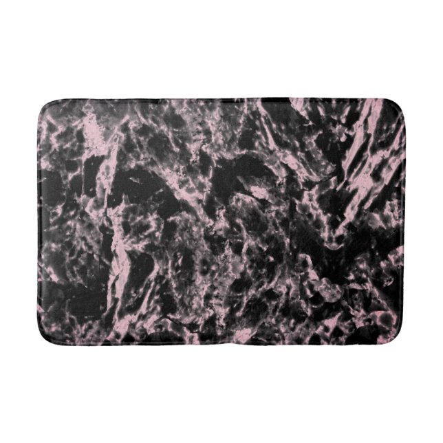 Pink and Black Marble  Bath Mat (Front)