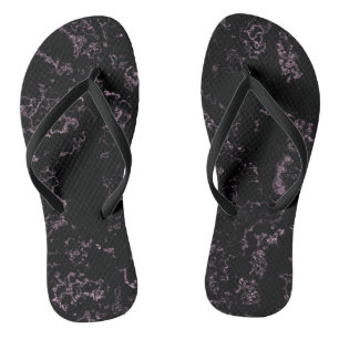 pink and black Marble Swirl Abstract Thongs