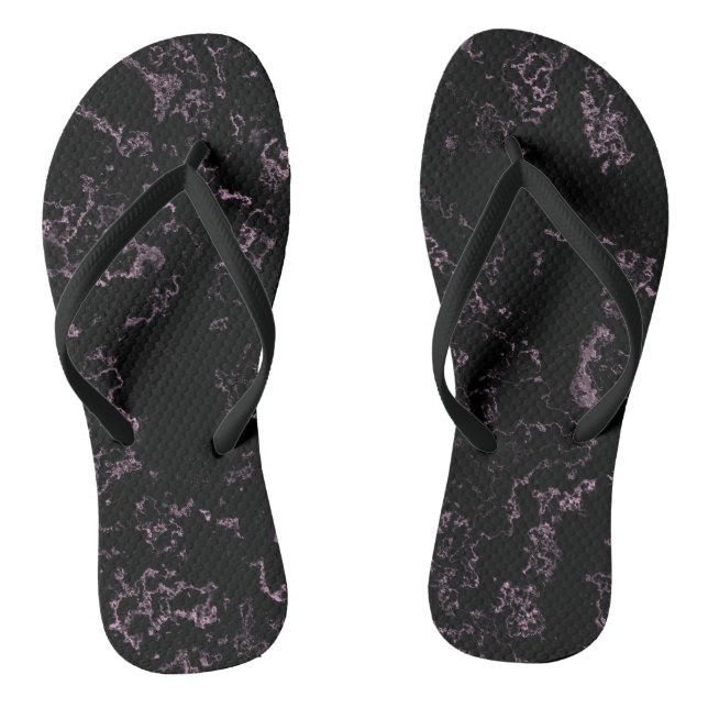 pink and black Marble Swirl Abstract Thongs (Footbed)