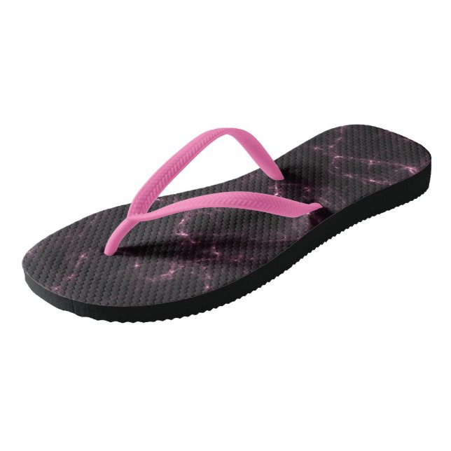 pink and Black Marble Swirl Abstract Thongs (Angled)