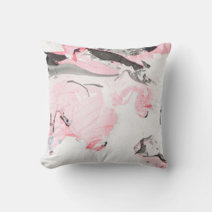Pink and black marble texture. Hand drawn Cushion