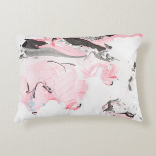 Pink and black marble texture. Hand drawn Decorative Cushion