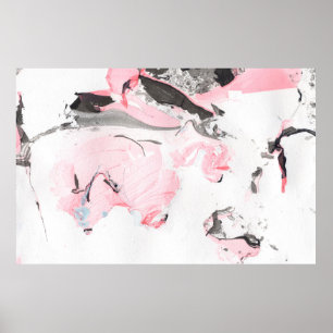 Pink and black marble texture. Hand drawn Poster