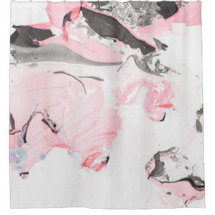 Pink and black marble texture. Hand drawn Shower Curtain