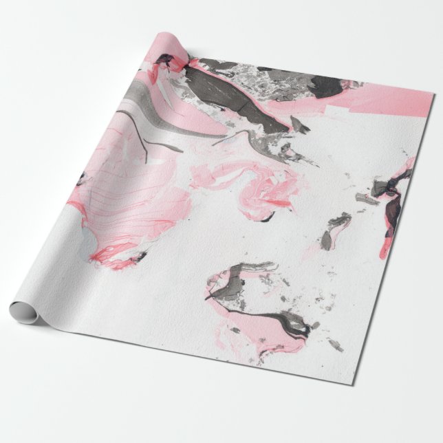 Pink and black marble texture. Hand drawn Wrapping Paper (Unrolled)