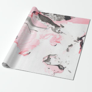 Pink and black marble texture. Hand drawn Wrapping Paper