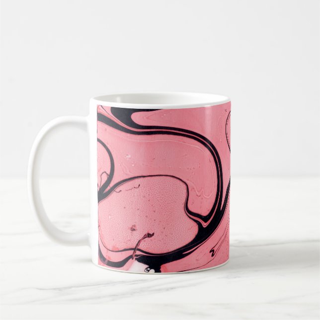 Pink and black marble texture. Hand painted Coffee Mug (Left)