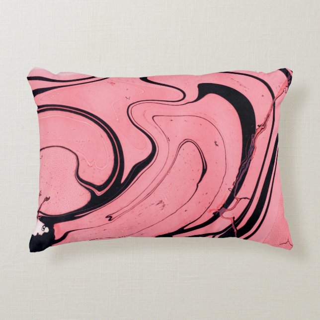Pink and black marble texture. Hand painted Decorative Cushion (Front)