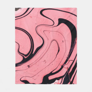 Pink and black marble texture. Hand painted Fleece Blanket