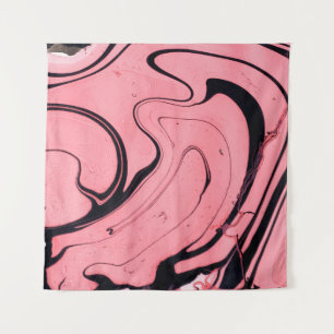 Pink and black marble texture. Hand painted Tapestry