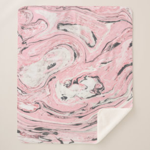 Pink and black marble texture. Modern abstract bac Sherpa Blanket