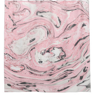 Pink and black marble texture. Modern abstract bac Shower Curtain