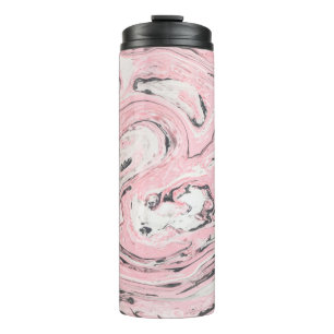 Pink and black marble texture. Modern abstract bac Thermal Tumbler