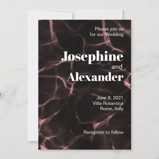 Pink and black Marbled Theme Invitation (Front)