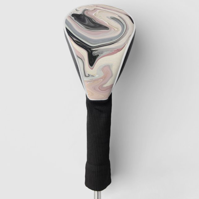 Pink and Black Marbleised Golf Head Cover (Front)