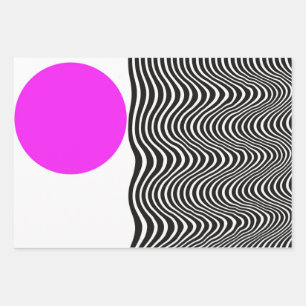 Pink and Black Mid Century Modern Art  Wrapping Paper Sheet