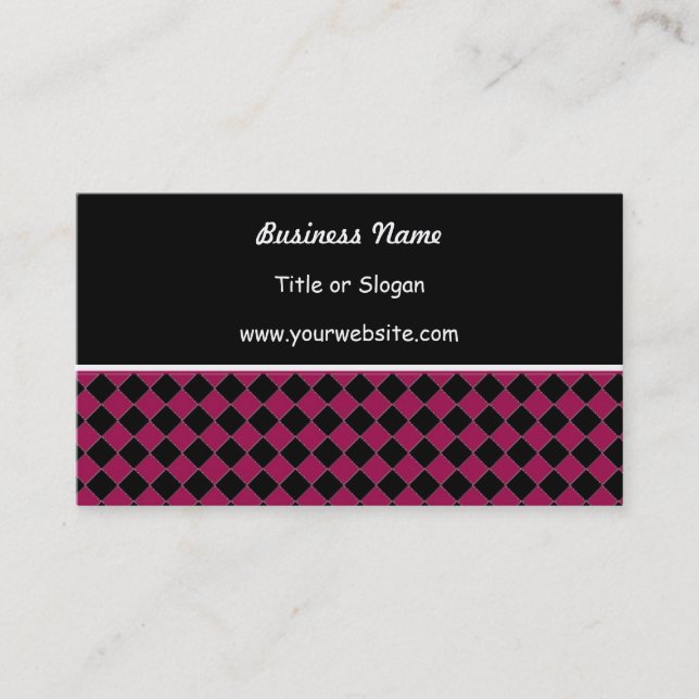 Pink and Black Modern Diamond Design Business Card (Front)