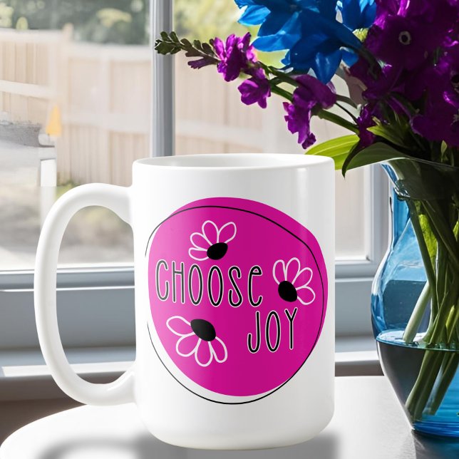 Pink and Black Modern Inspirational Choose Joy Mug (Creator Uploaded)
