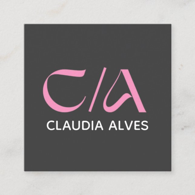 pink and black modern Qr code business card square (Front)