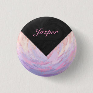 Pink and Black Monogram 3 Cm Round Badge