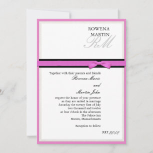 Pink and Black Monogram Classic Invitation