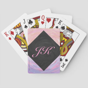 Pink and Black Monogram Playing Cards