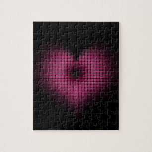Pink and black mosaic heart jigsaw puzzle