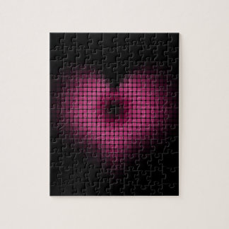 Pink and black mosaic heart jigsaw puzzle