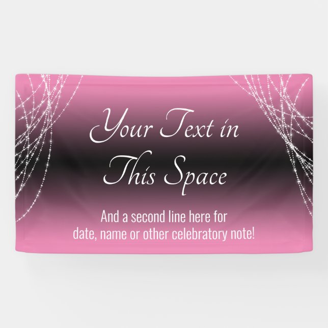 Pink and Black Ombre Lights Add Your Custom Text Banner (Horizontal)