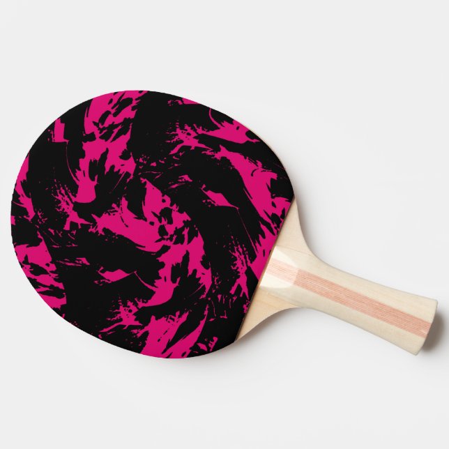 Pink and Black Paint Splatter Graffiti Ping Pong Paddle (Side)