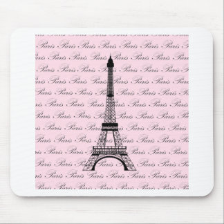 Pink and Black Paris Eiffel Tower Mouse Pad