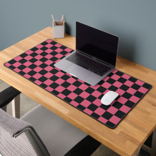Pink and Black Patterns Checkerboard Check Checker Desk Mat