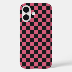 Pink and Black Patterns Chequerboard Check Chequer iPhone 16 Case