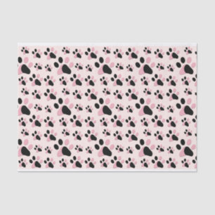 Pink And Black Paw Print  Tissue Paper