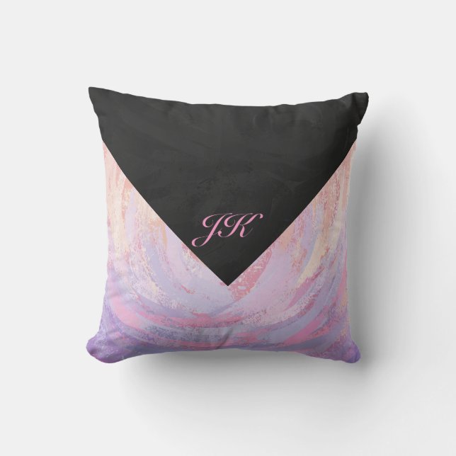 Pink and Black Personalizd Cushion (Front)