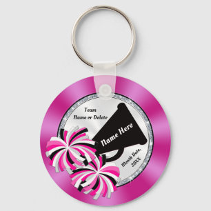 Pink and Black, Personalized Cheerleader Keychains