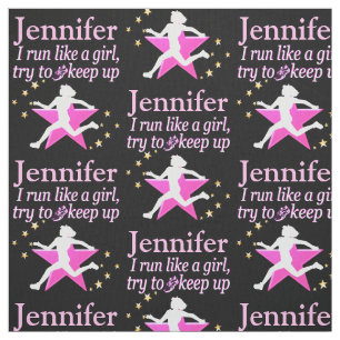 PINK AND BLACK PERSONALIZED RUNNER GIRL FABRIC