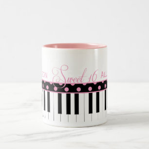 Pink and Black Piano Theme Sweet 16 Coffee Mug