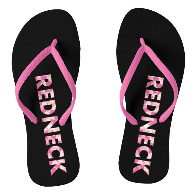 Pink and Black Pink Camp Redneck Flip Flops (Footbed)